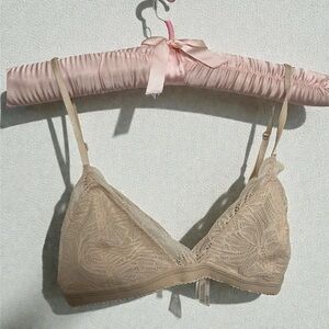 Talula by Aritzia Lace Bralette – Nude Beige Sheer Floral Lace xs